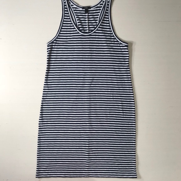 SOLD-J. Crew Tank Dress Navy Striped Racerback - Picture 2 of 6